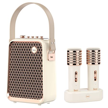 Divoom SongBird-HQ Beyaz Çift Karaoke Mikrofonlu Bluetooth Hoparlör-Dekor