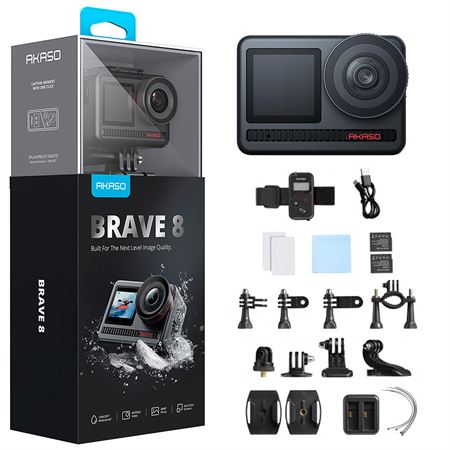 Akaso Brave 8 4K 60fps Aksiyon Kamera ve Süper Aksesuar Seti (Akaso Türkiye 2 Yıl Garantili)